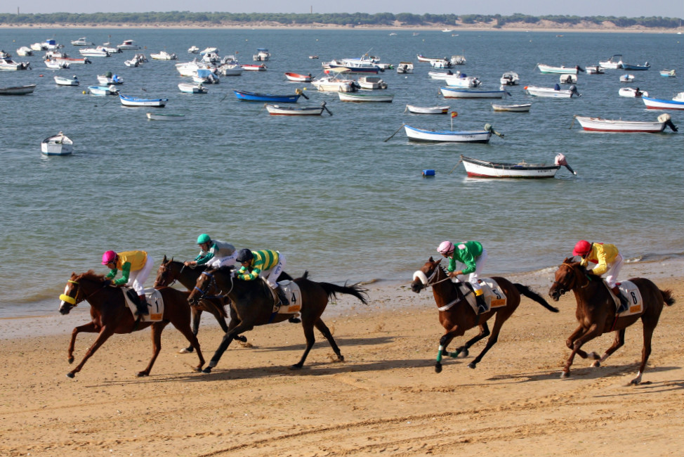 Horse races on the beach of San Lucar de Barrameda, in Cadiz