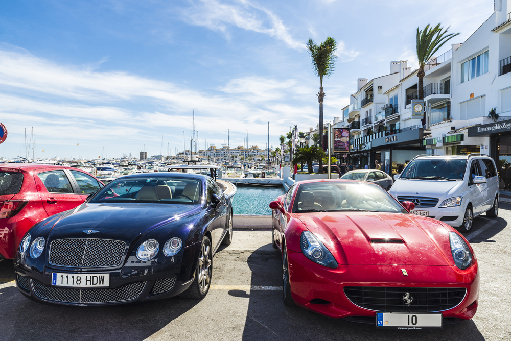 Sporting cars in Puerto Banús