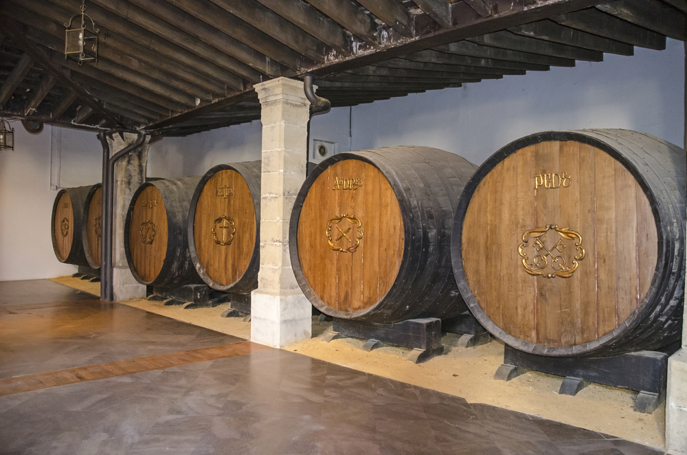 Barrels with Sherry wine typical of Jerez