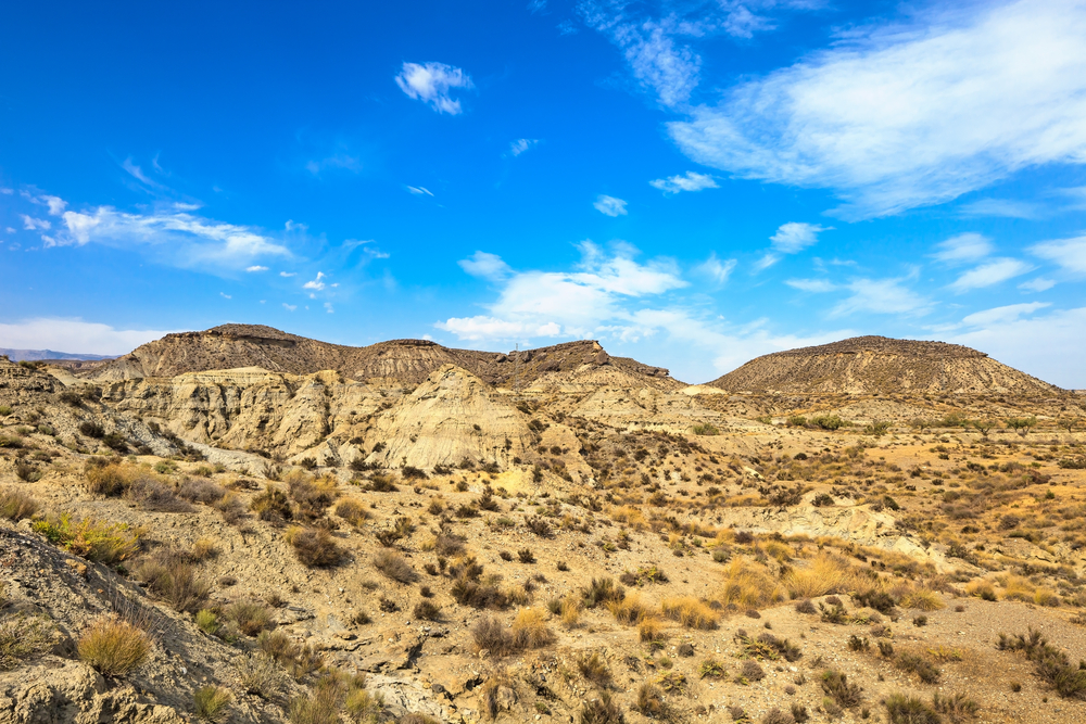 Landschap van het Tabernaswoestijn in Almeria