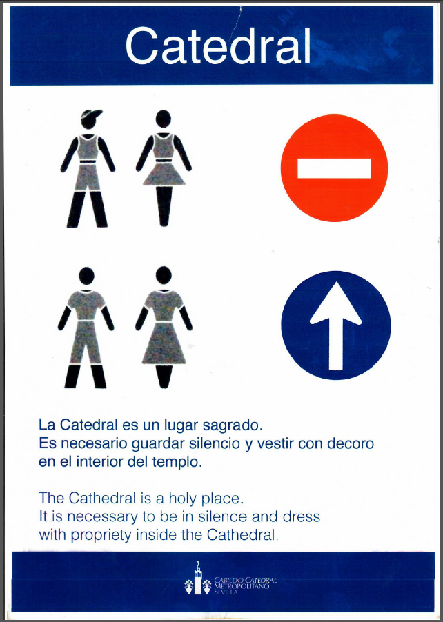 Bekleidungsvorschriften für den Eintritt in die kathedrale von Sevilla