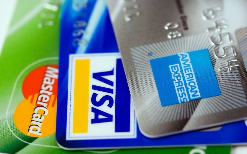Credit cards MasterCard, Visa and American Express