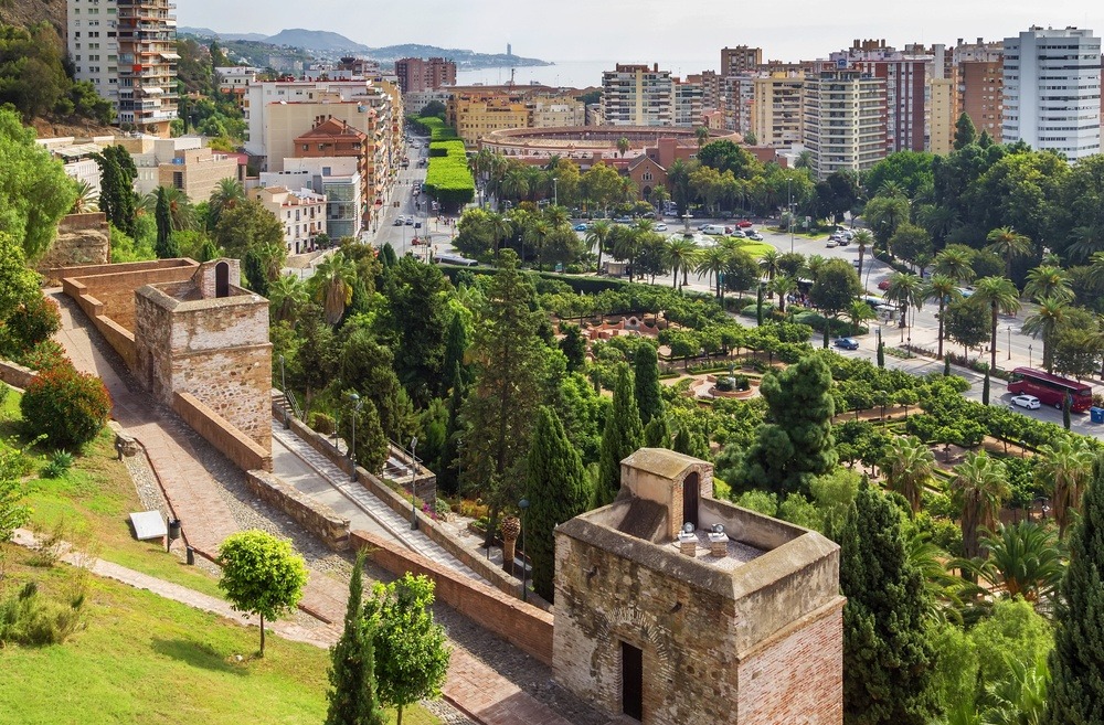 The Coracha walled path between the Alcazaba and Castle of Gibralfaro