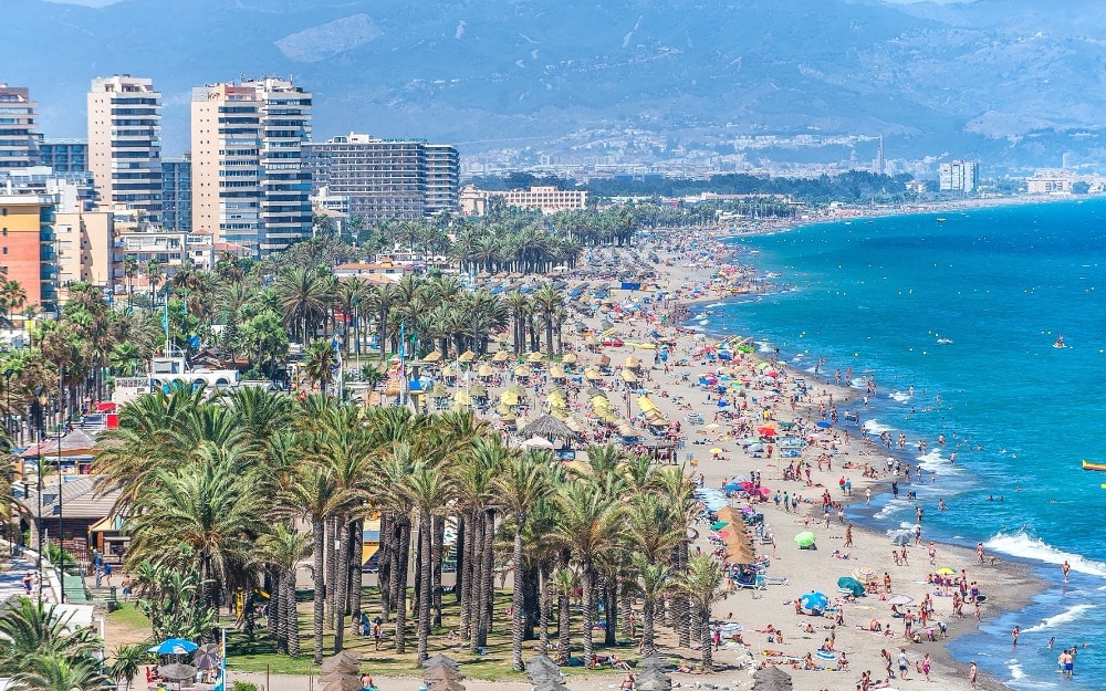 Beach of Bajondillo in Torremolinos (Malaga)