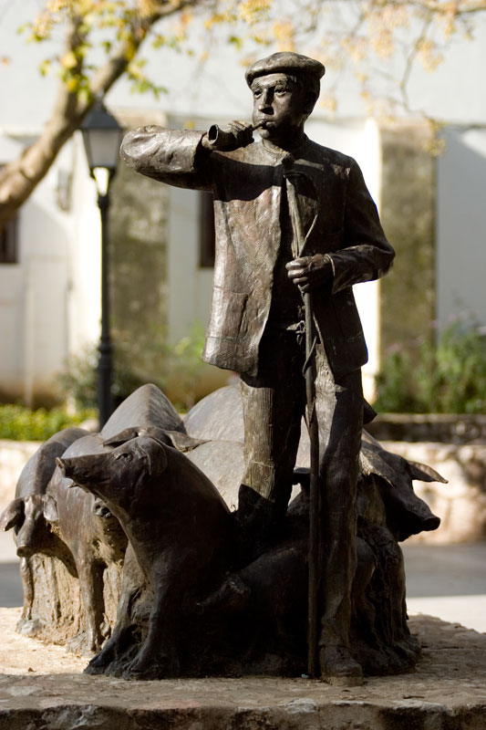 Statue of El Concejil - symbol of the Museum of Ham in Aracena