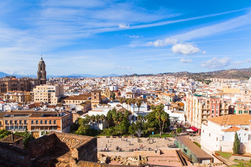 Panoramic views of Malaga with the Cathedral