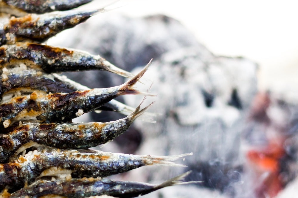 Espeto de sardinas om te eten in Malaga voor Valentijnsdag