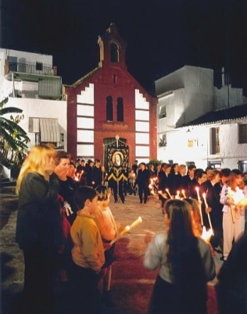 Kirche San Roque während der Karwoche, in Torrox