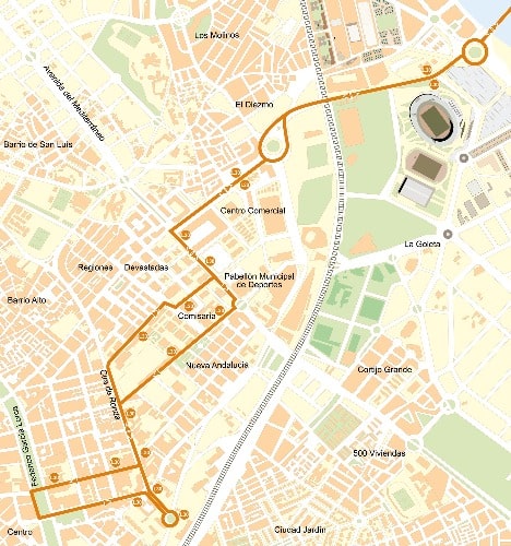 Plan Bus line 30 - to Almeria from the airport by bus