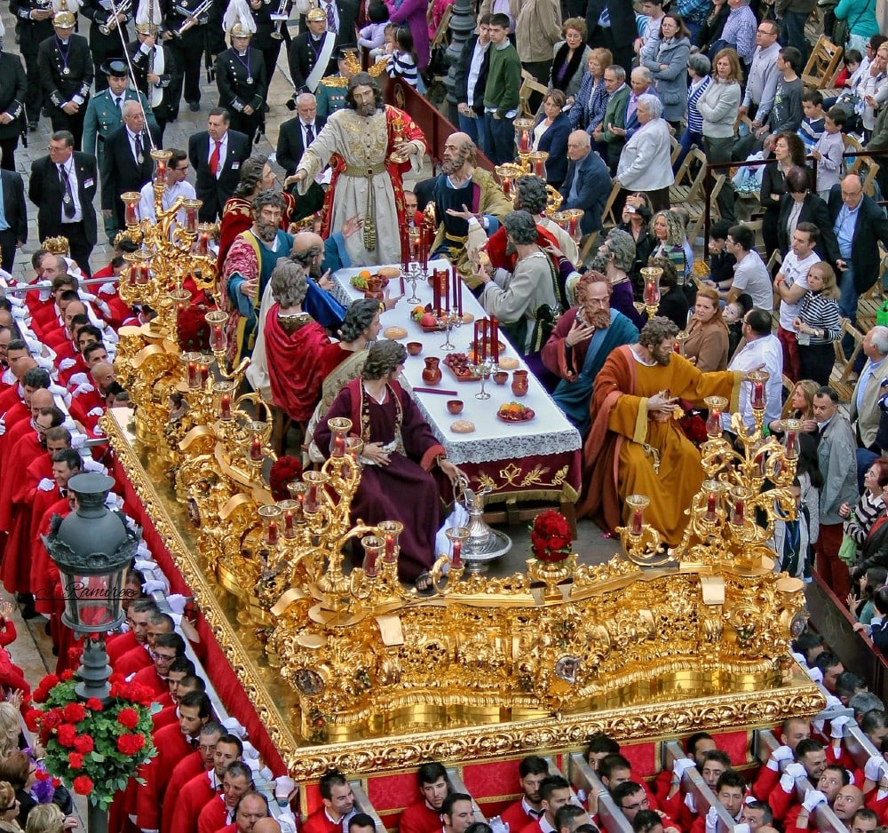 La Cena brotherhood during Holy Thursday in Malaga city