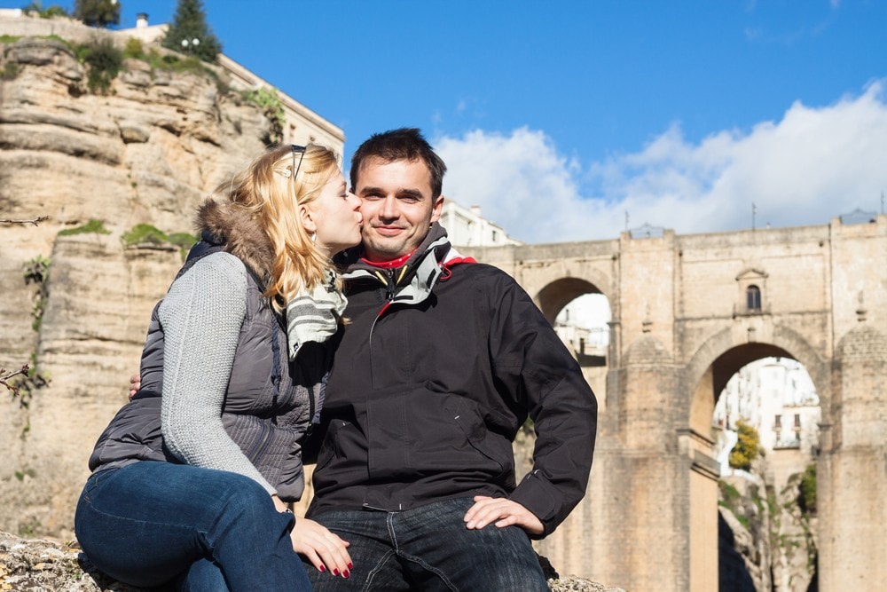 Tourists in Ronda in winter